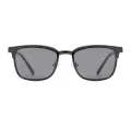 Jon - Square Black-Gun/Smoke Clip On Sunglasses for Men & Women